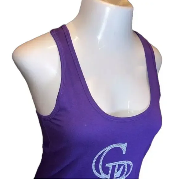 COLORADO ROCKIES Purple w/ Rhinestone Bling Tank Top Size M - Picture 3 of 9